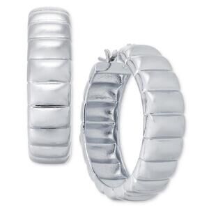 Medium Textured Hoop Earrings, 1.05"